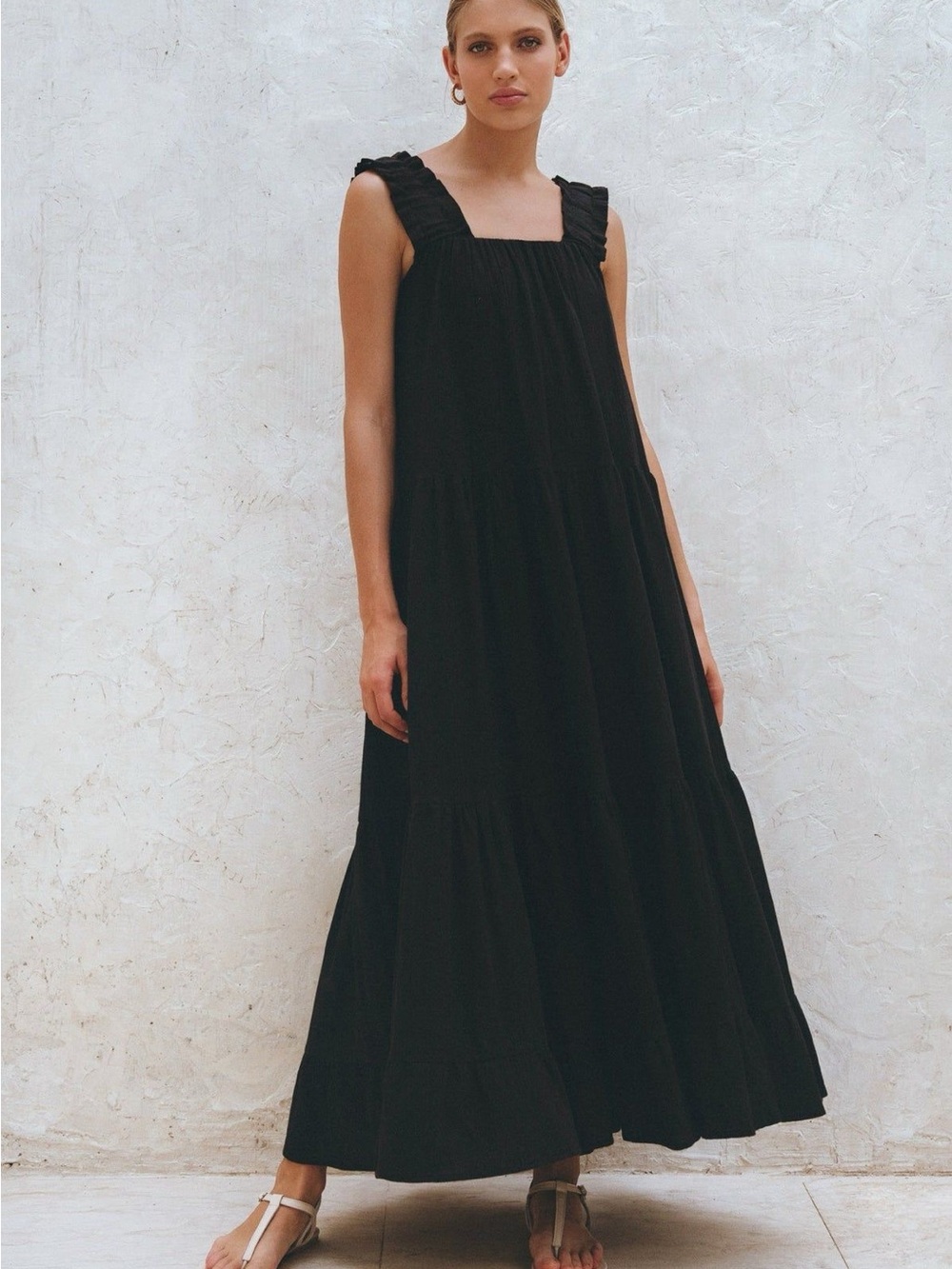 La Palma Linen Maxi Dress - Black